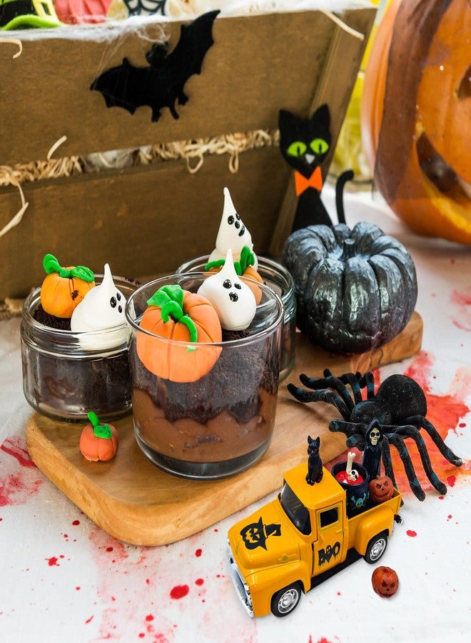 Teeloray Skeletons Halloween Decorations Indoor Vintage Metal Truck with Halloween Miniature Scene Accessories Jack o Lantern Pumpkins Black Cat Ghost Decor Trick or Treat Sign for Home Table Tiered Tray - Image 4